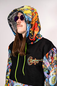 Vishuddha Banjo Glass Remix Pullover Hoodie with Faux Fur lined hood