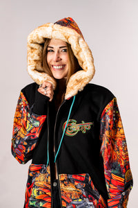 Ouroboros Banjo Glass Remix Zip Up Hoodie with Faux Fur lined hood