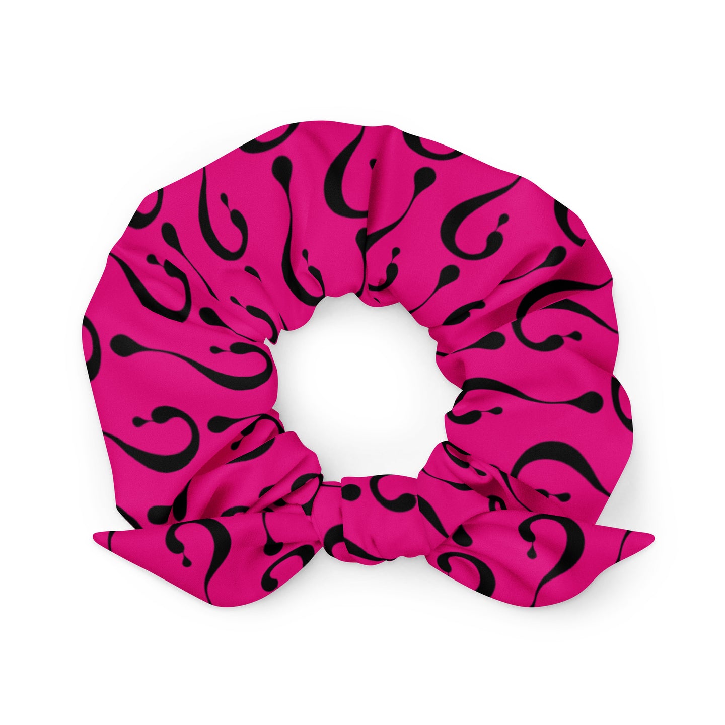 Hot Pink and Black Dripper Recycled Scrunchie