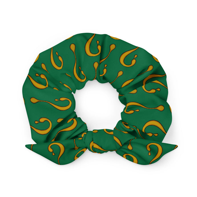 Green and Gold Dripper Recycled Scrunchie