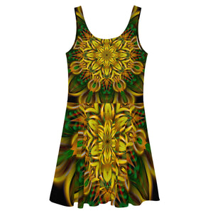 Alien Sunflower Skater Dress