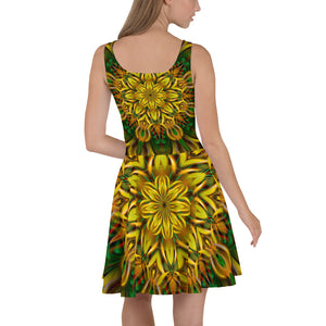 Alien Sunflower Skater Dress