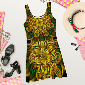 Alien Sunflower Skater Dress