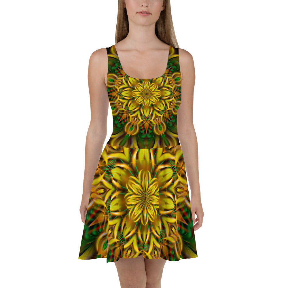 Alien Sunflower Skater Dress