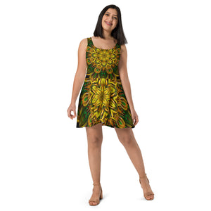 Alien Sunflower Skater Dress