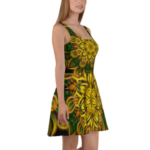 Alien Sunflower Skater Dress