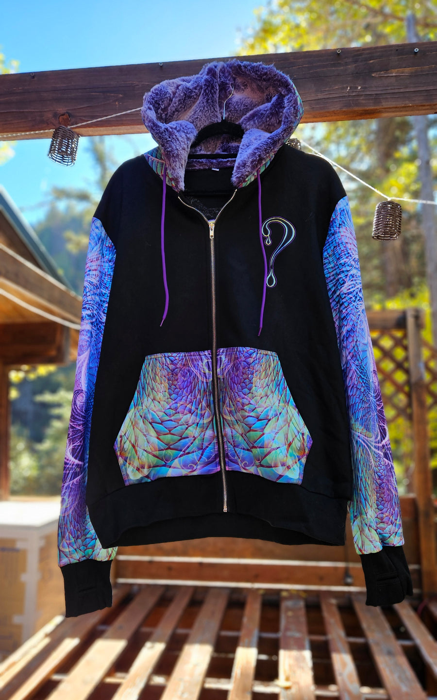 PRE-ORDER: Saphira Dripper Hoodie (Zip Up or Pullover) with Purple Faux Fur in the hood