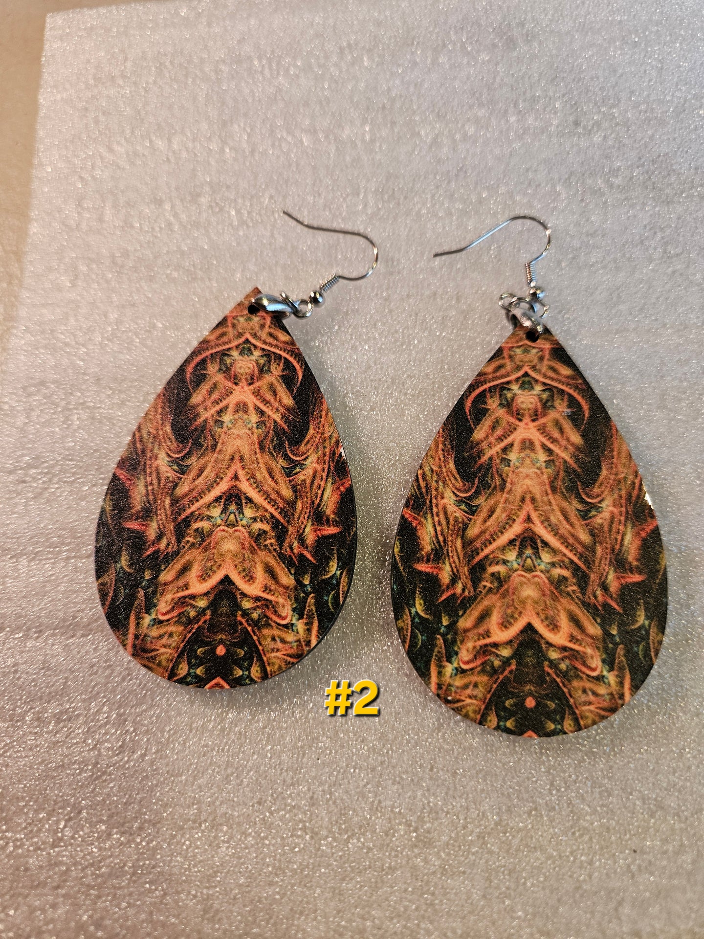 #2 Slightly Blemished: Dragon's Lair Wooden Waterdrop Earrings