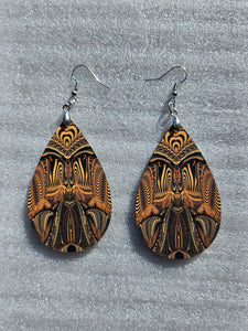 Down the Ribbit Hole Wooden Waterdrop Earrings