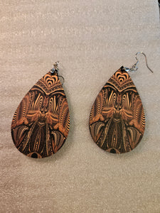 #1 Slightly Blemished: Down the Ribbit Hole Wooden Waterdrop Earrings