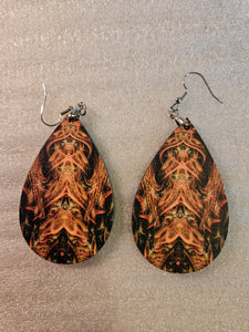 #2 Slightly Blemished: Dragon's Lair Wooden Waterdrop Earrings