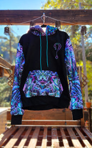 Medium, XL, 2X, 3X and 4X Hypnagogia Pullover Hoodie with Purple Faux fur in hood