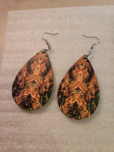 #11 Slightly Blemished: Dragon's Lair Wooden Waterdrop Earrings